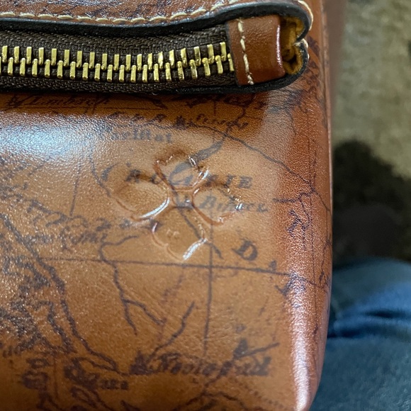 Patricia Nash Brown Map Print Leather Clutch 10 X 6 - Picture 7 of 14